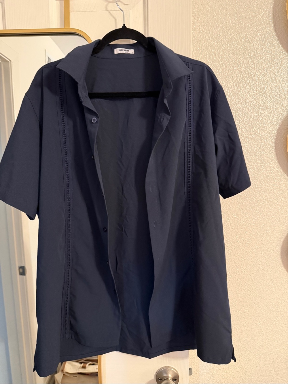 Short-Sleeve Navy Lightweight Shirt Jacket by Unknown Brand